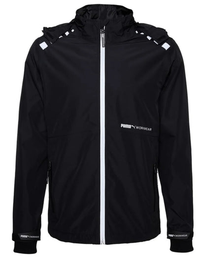Carbon Coloured Puma Workwear Mens Essentials Rain Work Jacket on white background 
