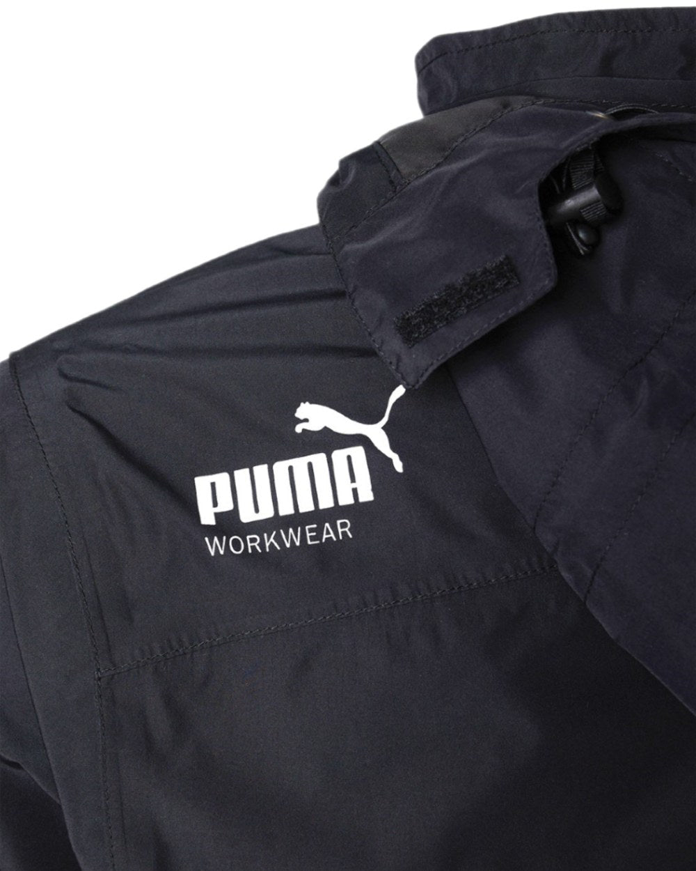 Carbon Coloured Puma Workwear Mens Essentials Rain Work Jacket on white background 