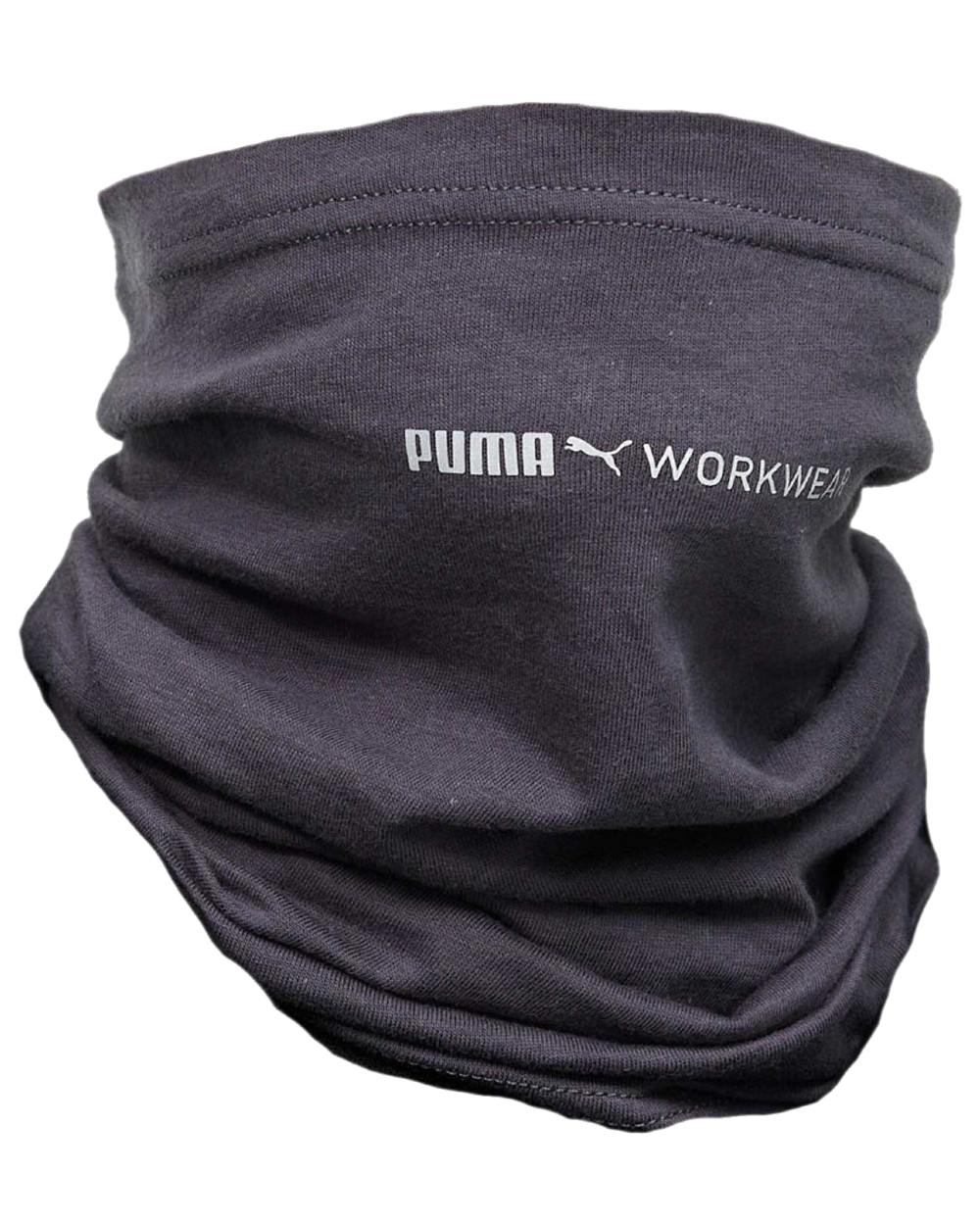 Ebony Coloured Puma Workwear Mens Multifunctional Scarf on white background 