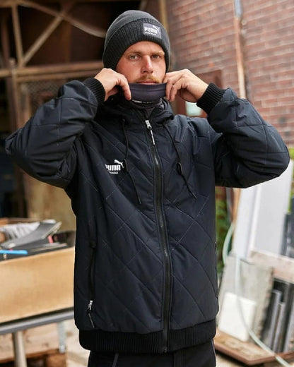 Ebony Coloured Puma Workwear Mens Multifunctional Scarf on outdoor background 