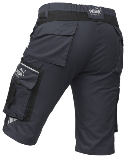Anthracite Black Coloured Puma Workwear Mens Precision X Premium Work Shorts on white background 