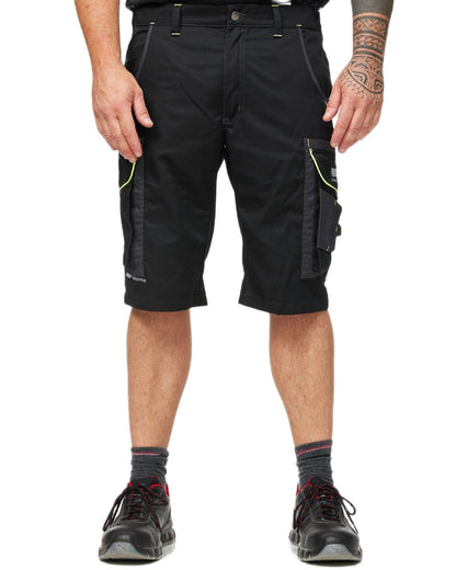 Black Neon Coloured Puma Workwear Mens Precision X Premium Work Shorts on white background 