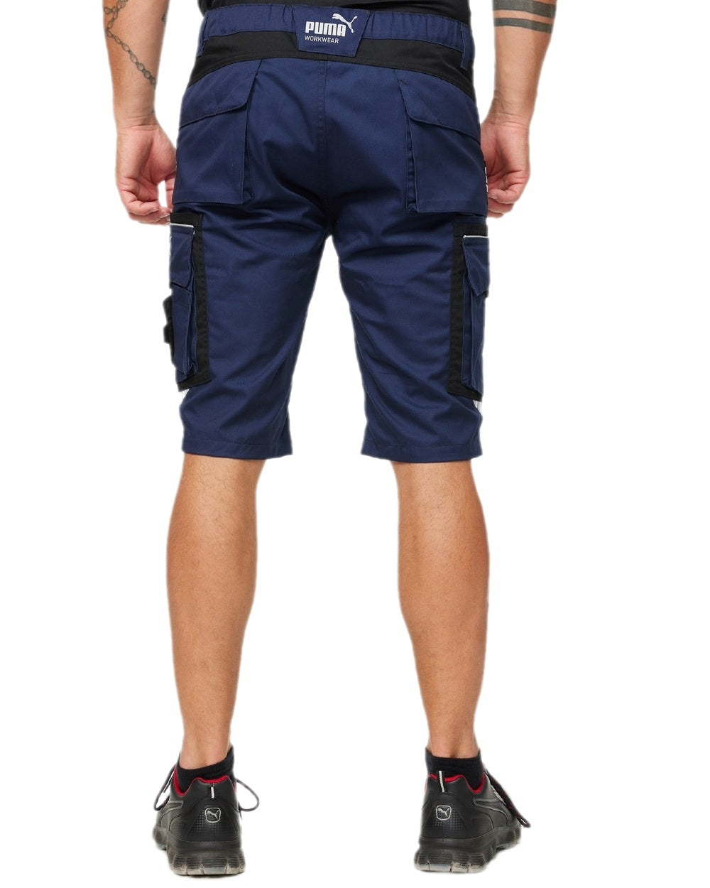 Navy Coloured Puma Workwear Mens Precision X Premium Work Shorts on white background 