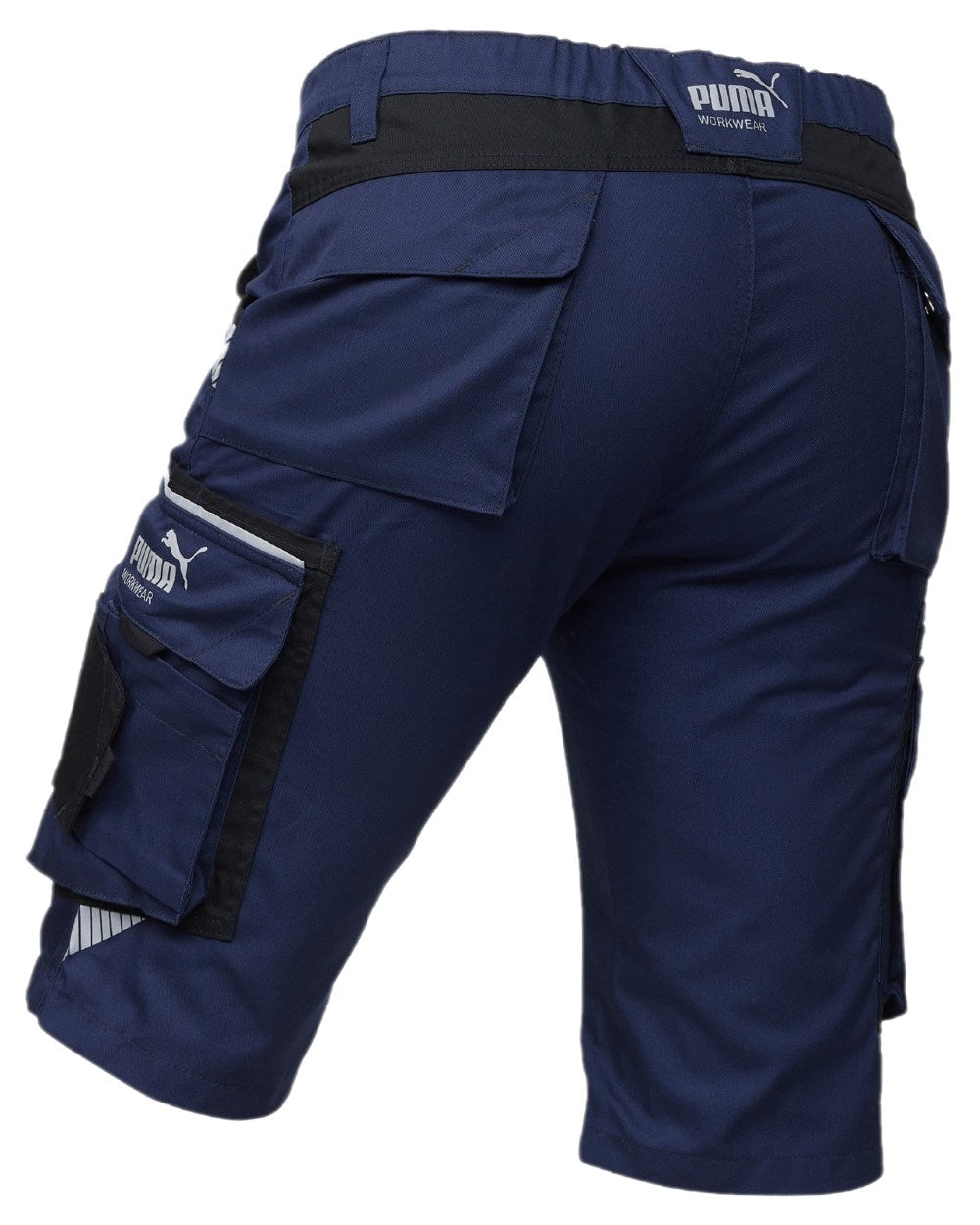 Navy Coloured Puma Workwear Mens Precision X Premium Work Shorts on white background 