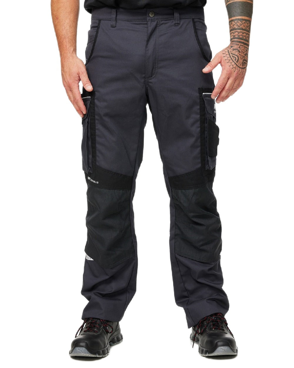 Anthracite Black Coloured Puma Workwear Mens Precision X Premium Work Trousers on white background 