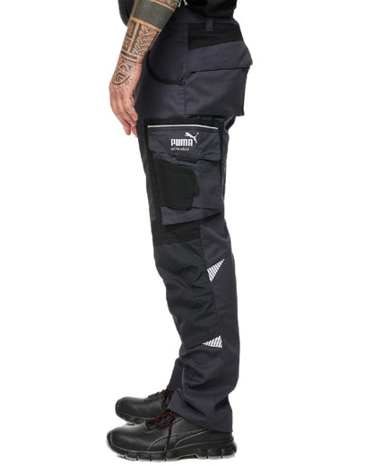 Anthracite Black Coloured Puma Workwear Mens Precision X Premium Work Trousers on white background 