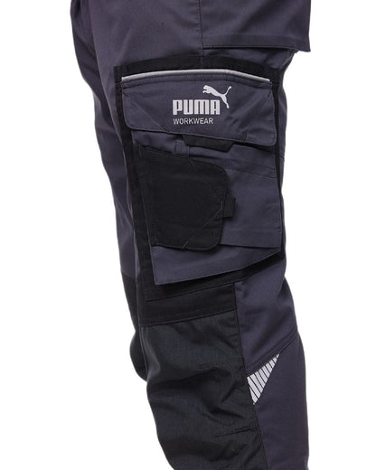 Anthracite Black Coloured Puma Workwear Mens Precision X Premium Work Trousers on white background 