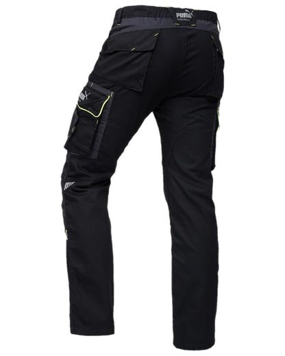 Black Neon Coloured Puma Workwear Mens Precision X Premium Work Trousers on white background 