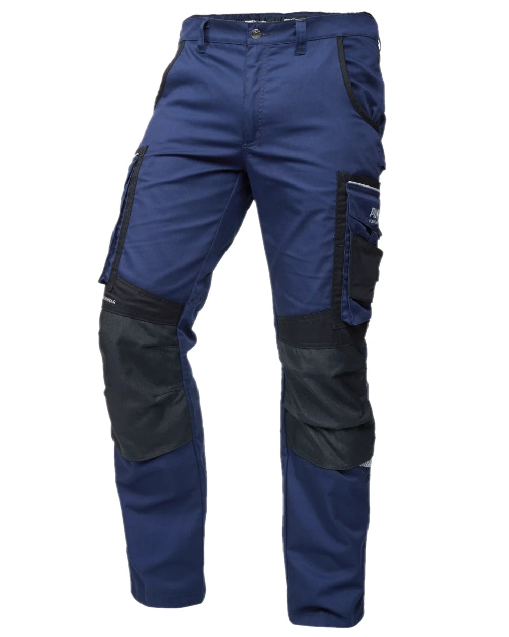 Navy Coloured Puma Workwear Mens Precision X Premium Work Trousers on white background 