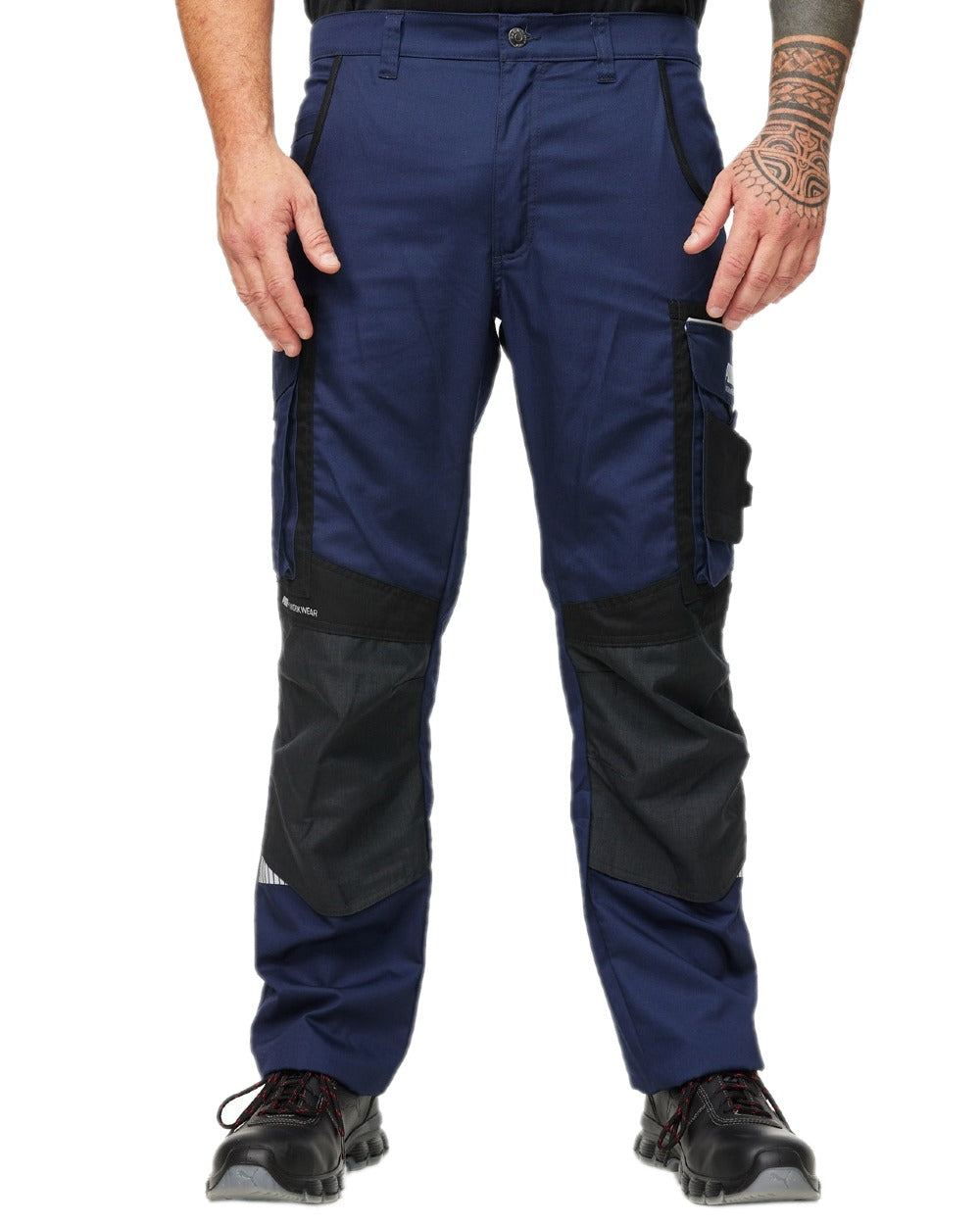 Navy Coloured Puma Workwear Mens Precision X Premium Work Trousers on white background 