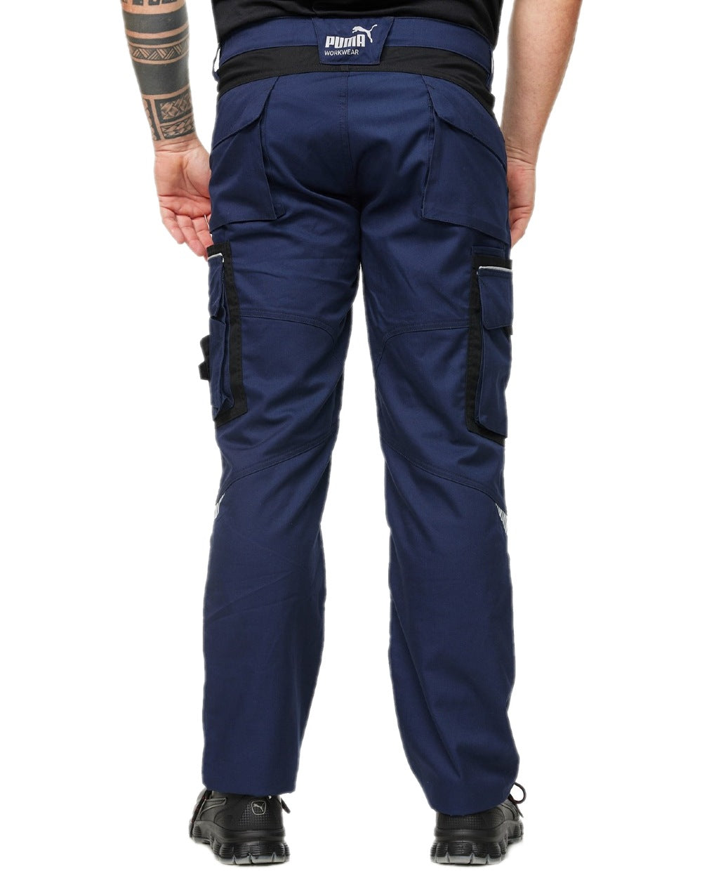 Navy Coloured Puma Workwear Mens Precision X Premium Work Trousers on white background 