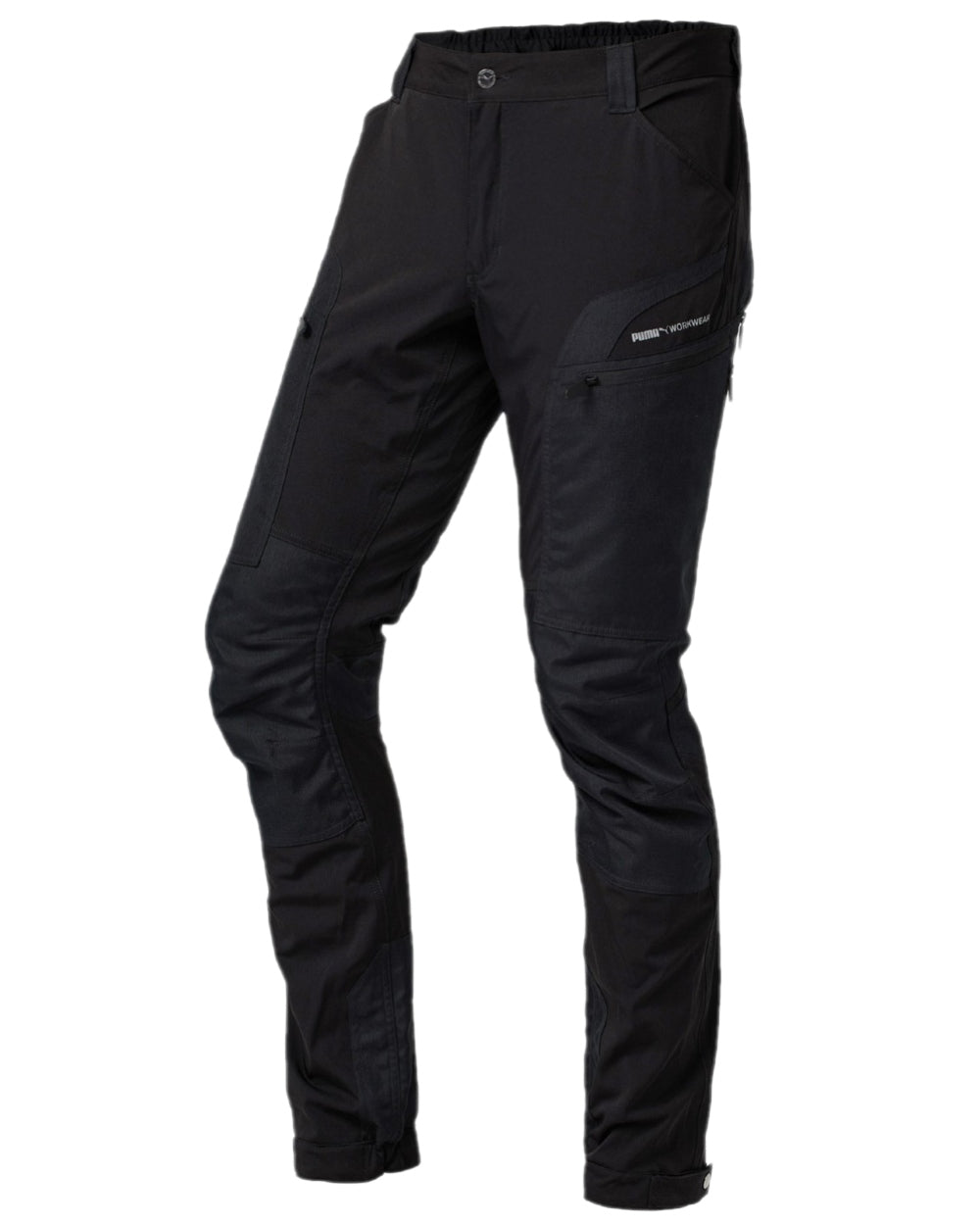 Black Anthracite Coloured Puma Workwear Mens Pro One Premium Outdoor Work Trousers on white background 