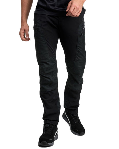Black Anthracite Coloured Puma Workwear Mens Pro One Premium Outdoor Work Trousers on white background 