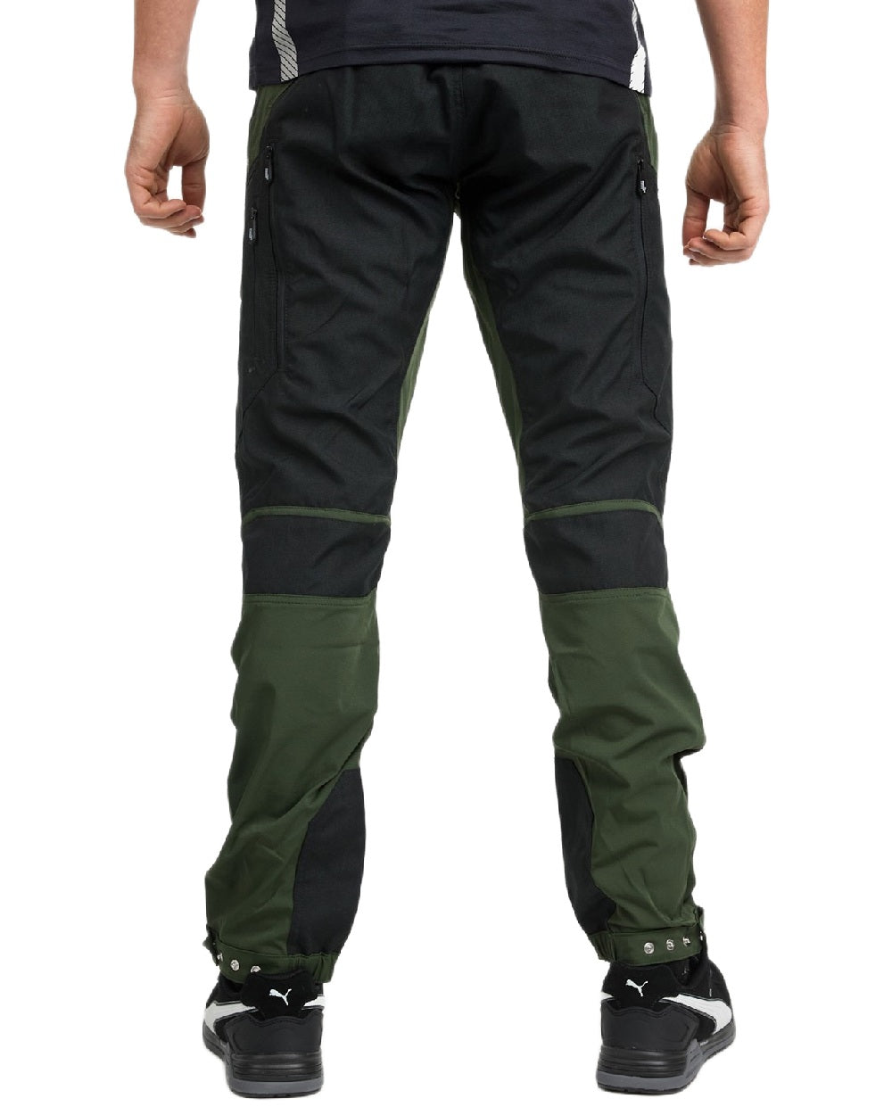 Olive Anthracite Coloured Puma Workwear Mens Pro One Premium Outdoor Work Trousers on white background 