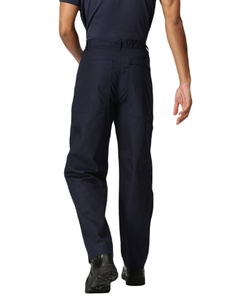 Navy coloured Regatta Action Trousers on white background 