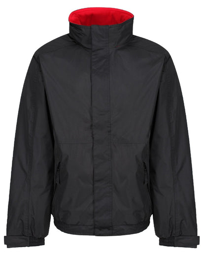 Black Classic Red coloured Regatta Dover Fleece Lined Bomber Jacket on white background 