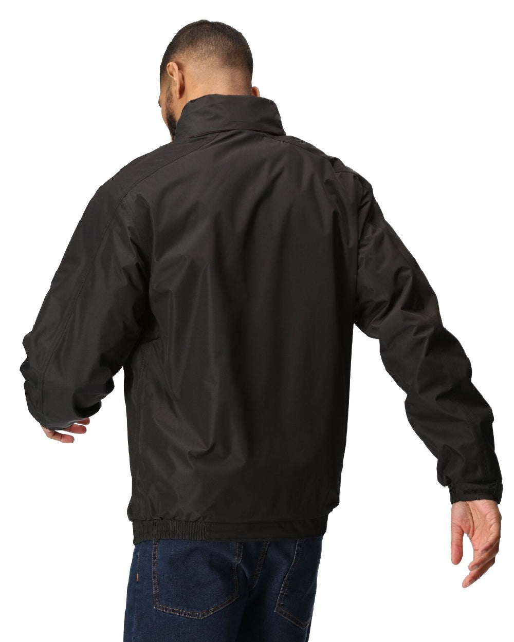 Black Classic Red coloured Regatta Dover Fleece Lined Bomber Jacket on white background 