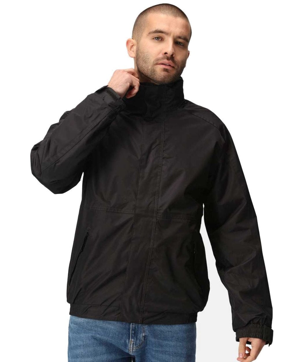 Black Ash coloured Regatta Dover Fleece Lined Bomber Jacket on white background 