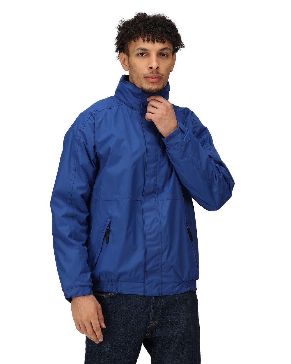 New Royal coloured Regatta Dover Fleece Lined Bomber Jacket on white background 