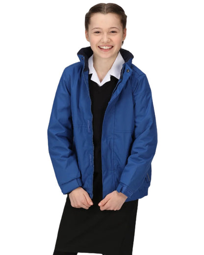 Royal Blue Navy coloured Regatta Kids Dover Fleece Lined Jacket on white background 