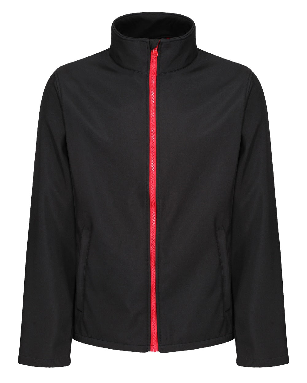 Black Classic Red coloured Regatta Mens Ablaze Printable Softshell Jacket on white background 
