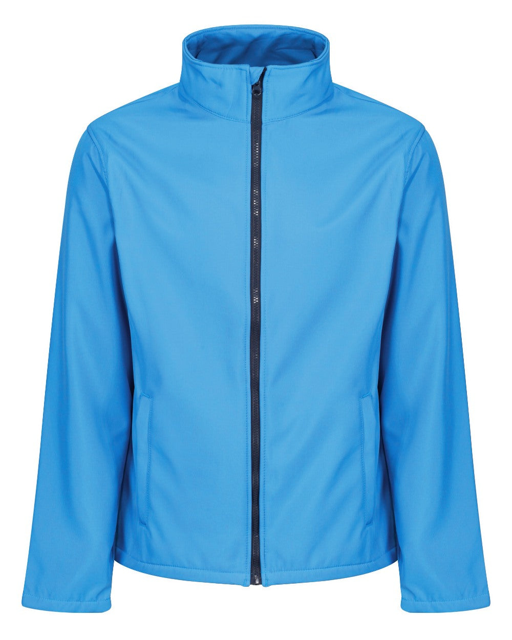 French Blue Navy coloured Regatta Mens Ablaze Printable Softshell Jacket on white background 