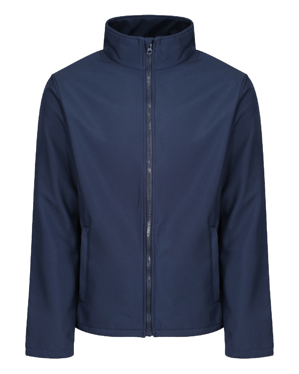 Navy coloured Regatta Mens Ablaze Printable Softshell Jacket on white background 