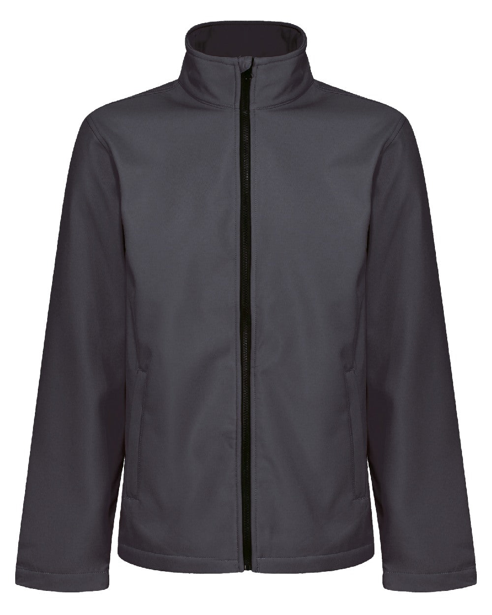 Seal Grey Black coloured Regatta Mens Ablaze Printable Softshell Jacket on white background 