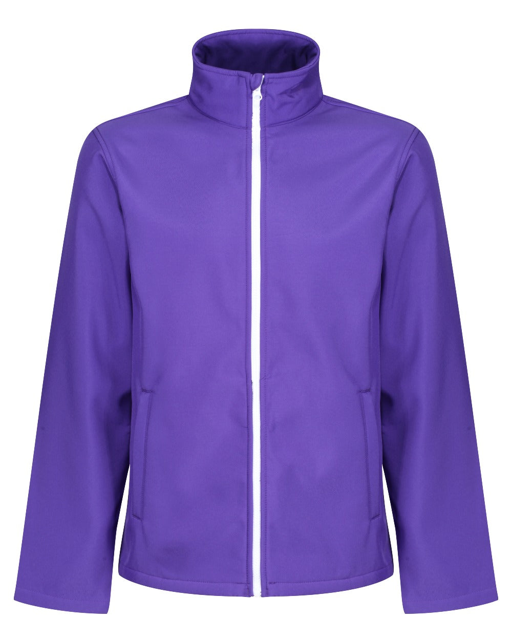 Vibrant Purple Black coloured Regatta Mens Ablaze Printable Softshell Jacket on white background 