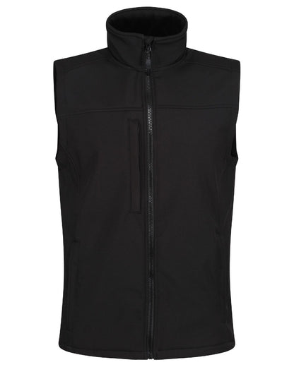 All Black coloured Regatta Mens Flux Softshell Bodywarmer on white background 