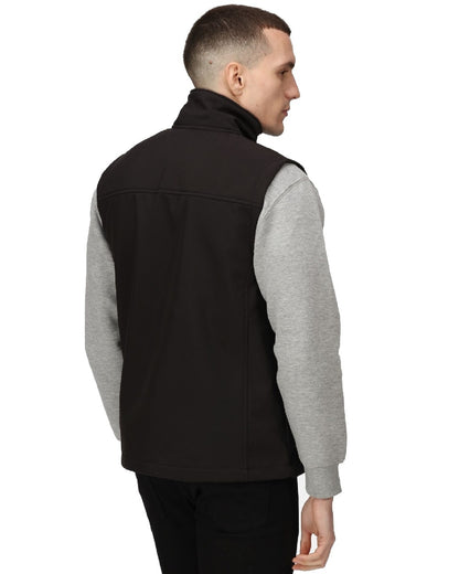 All Black coloured Regatta Mens Flux Softshell Bodywarmer on white background 
