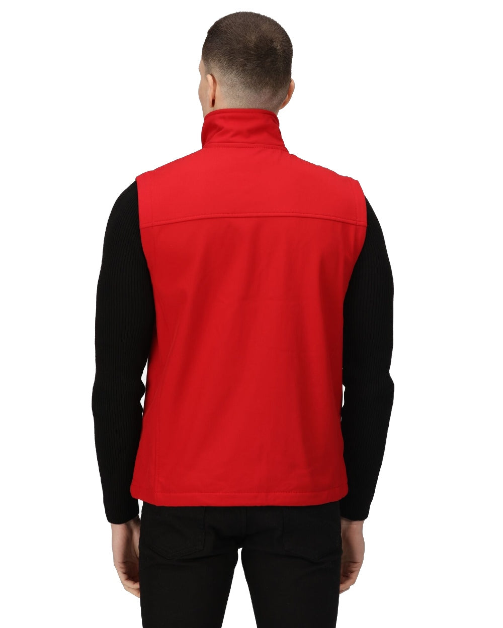 Classic Red coloured Regatta Mens Flux Softshell Bodywarmer on white background 