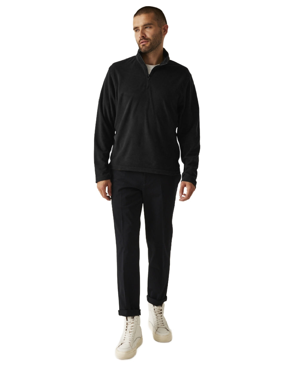 Black coloured Regatta Mens Micro Zip Neck Fleece on white background 