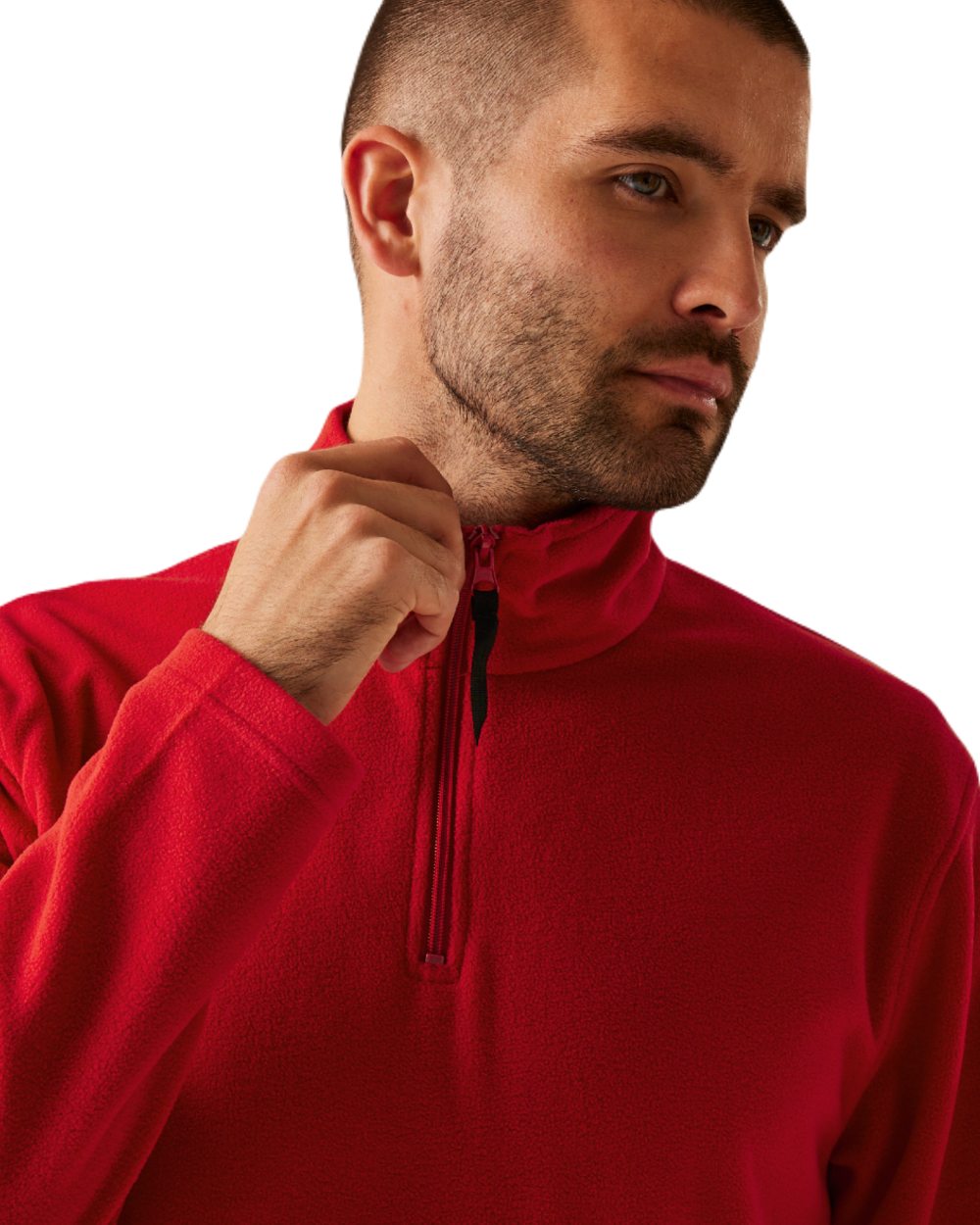 Classic Red coloured Regatta Mens Micro Zip Neck Fleece on white background 