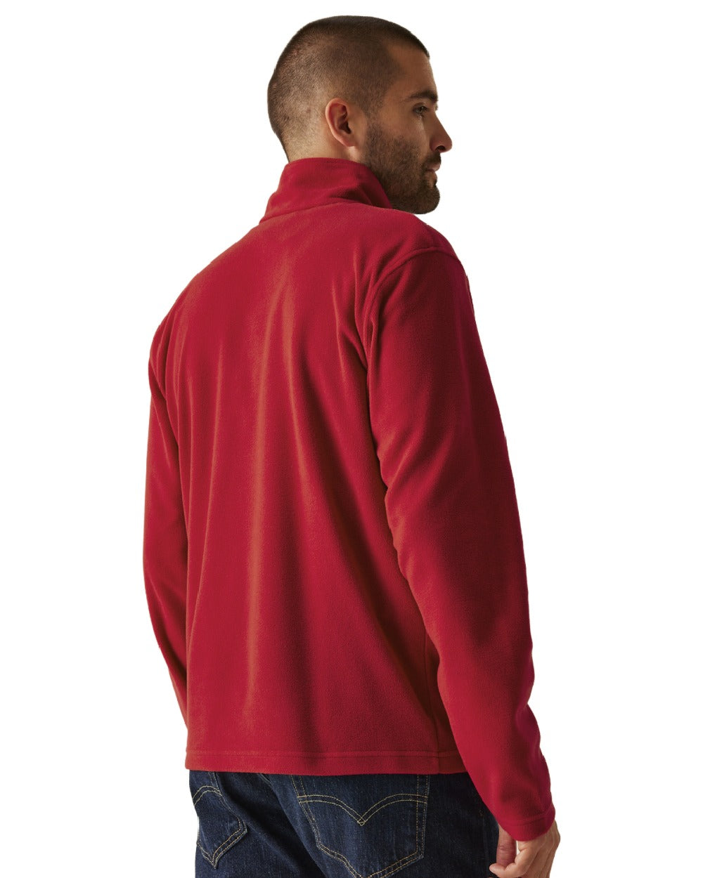 Classic Red coloured Regatta Mens Micro Zip Neck Fleece on white background 
