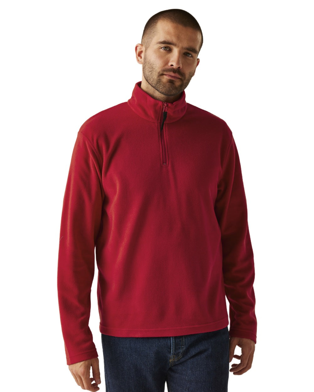 Classic Red coloured Regatta Mens Micro Zip Neck Fleece on white background 