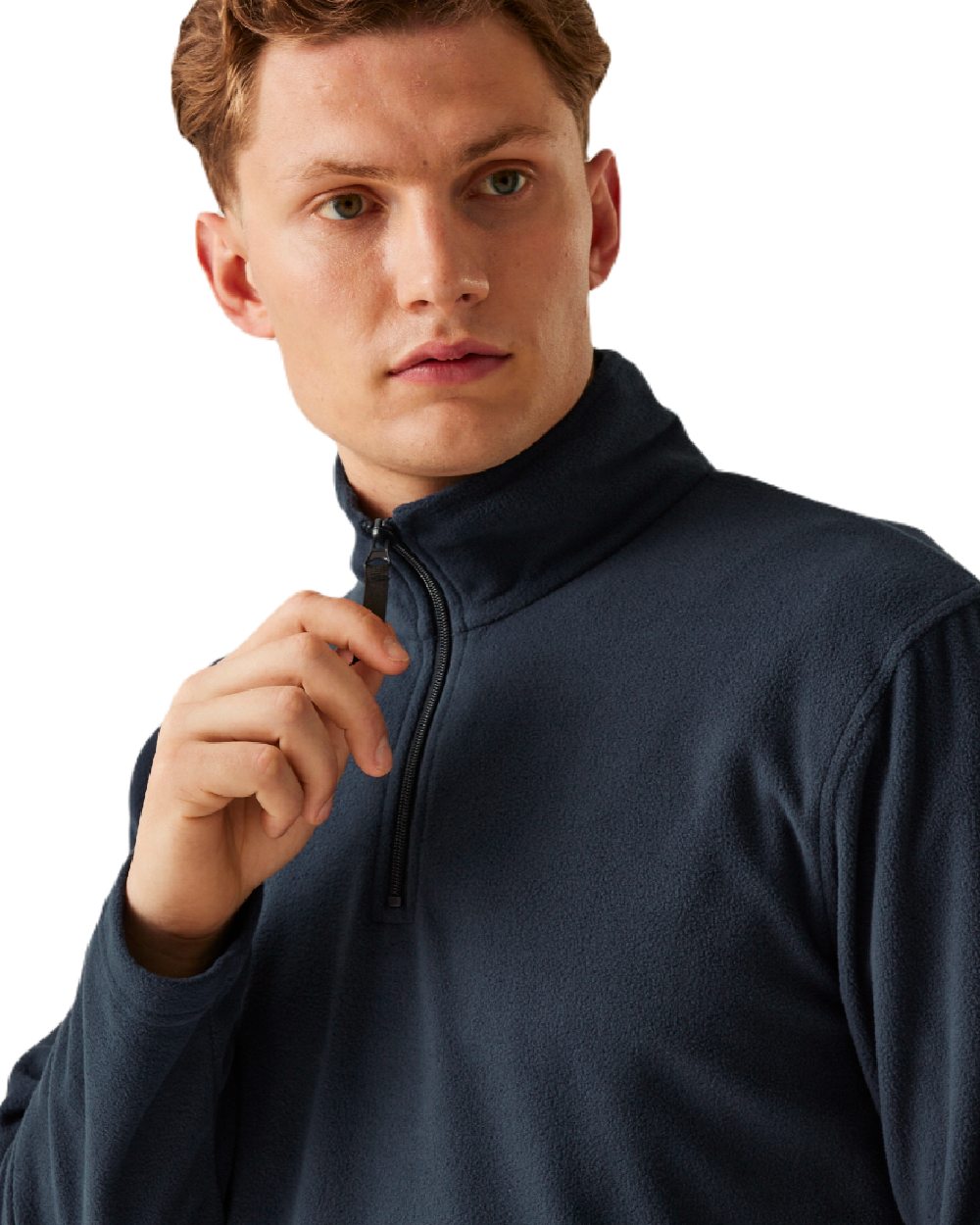 Dark Navy coloured Regatta Mens Micro Zip Neck Fleece on white background 