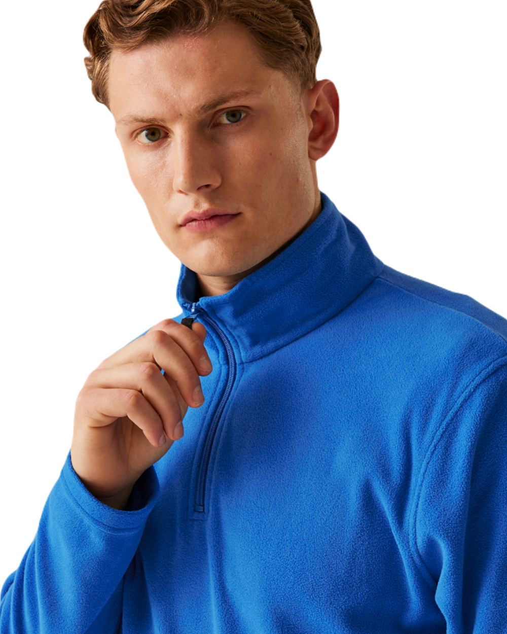 Oxford Blue coloured Regatta Mens Micro Zip Neck Fleece on white background 