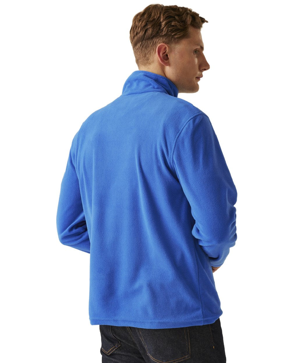 Oxford Blue coloured Regatta Mens Micro Zip Neck Fleece on white background 