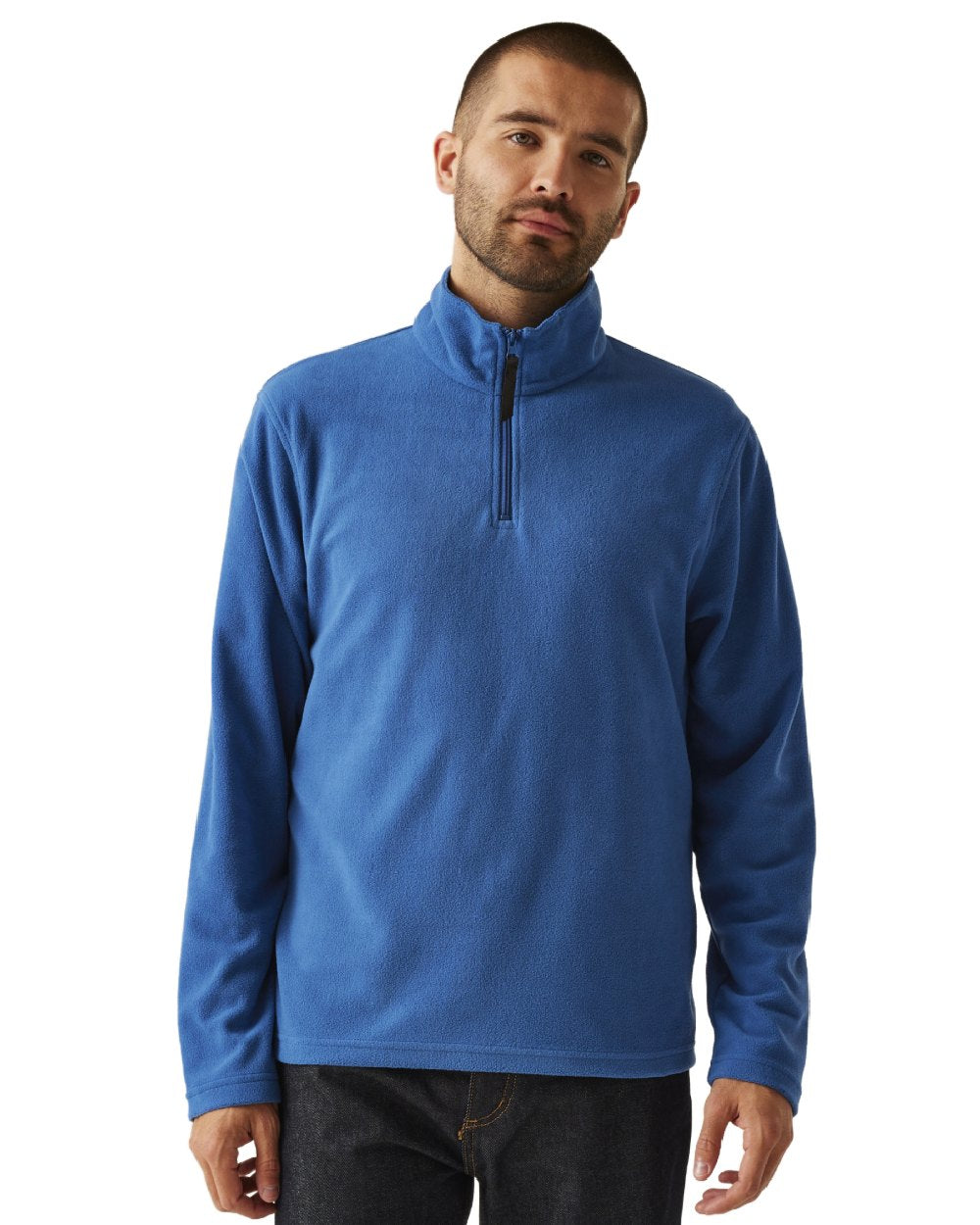 Royal Blue coloured Regatta Mens Micro Zip Neck Fleece on white background 