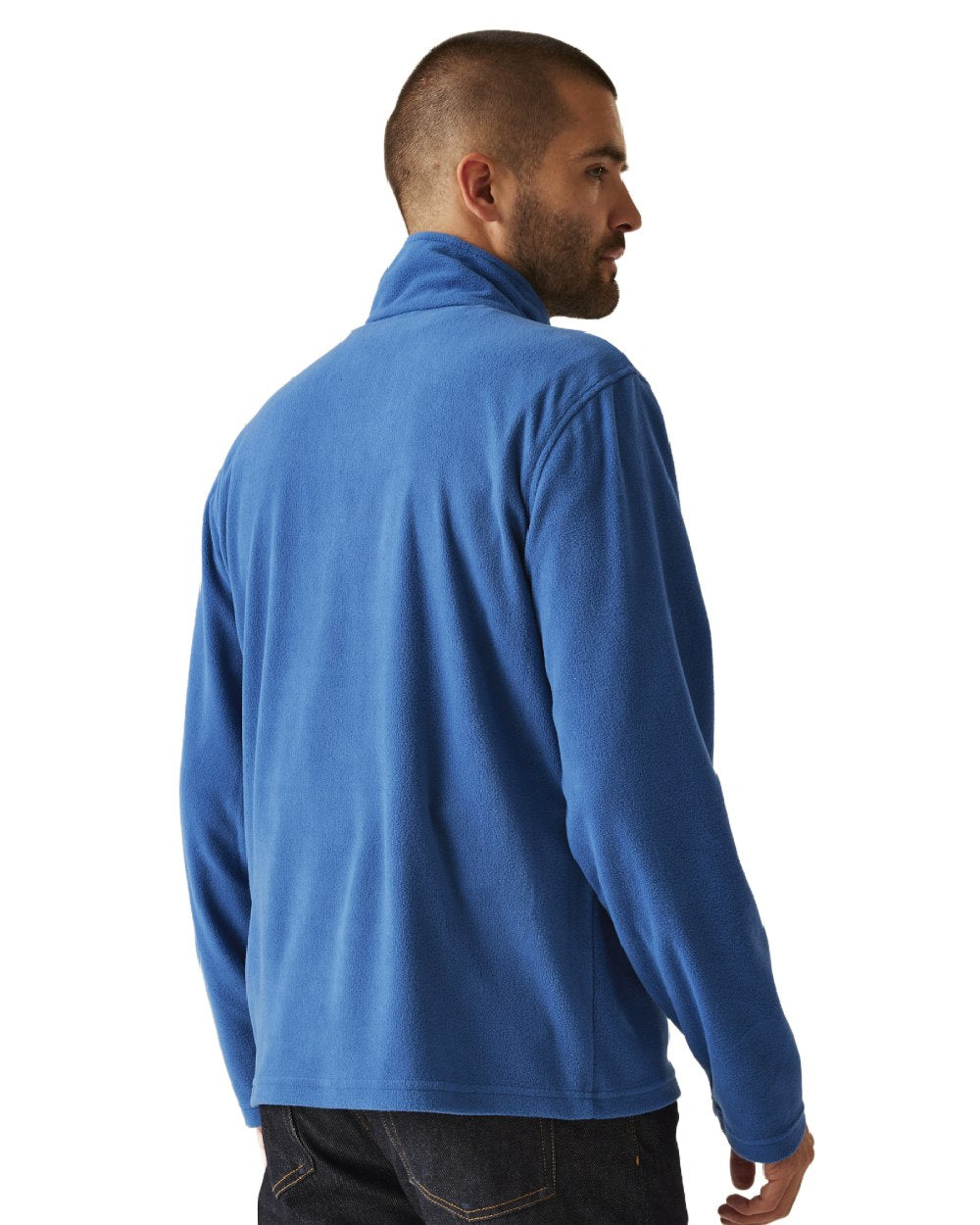 Royal Blue coloured Regatta Mens Micro Zip Neck Fleece on white background 