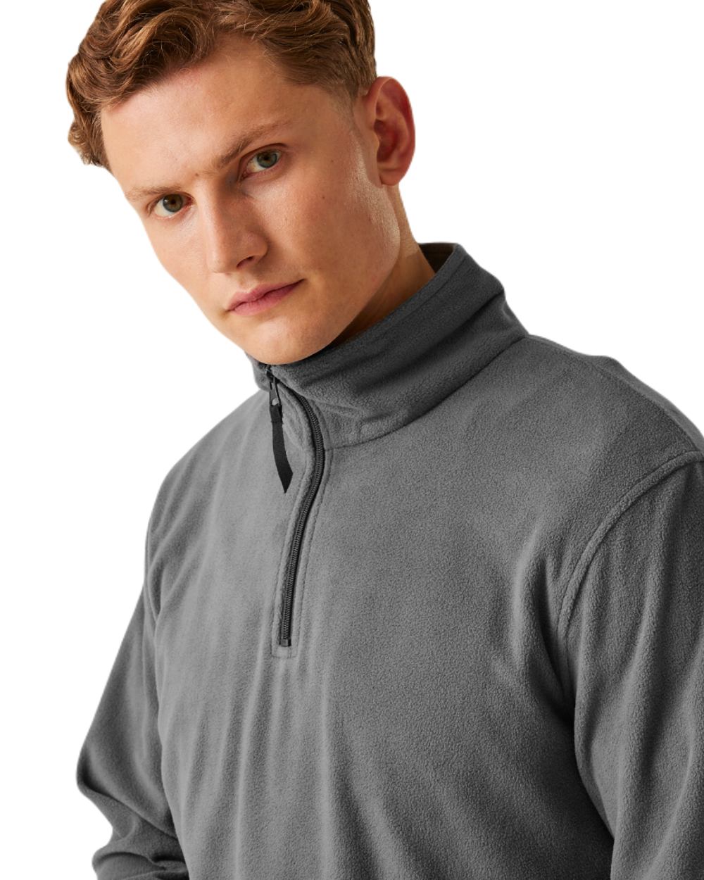 Seal Grey coloured Regatta Mens Micro Zip Neck Fleece on white background 
