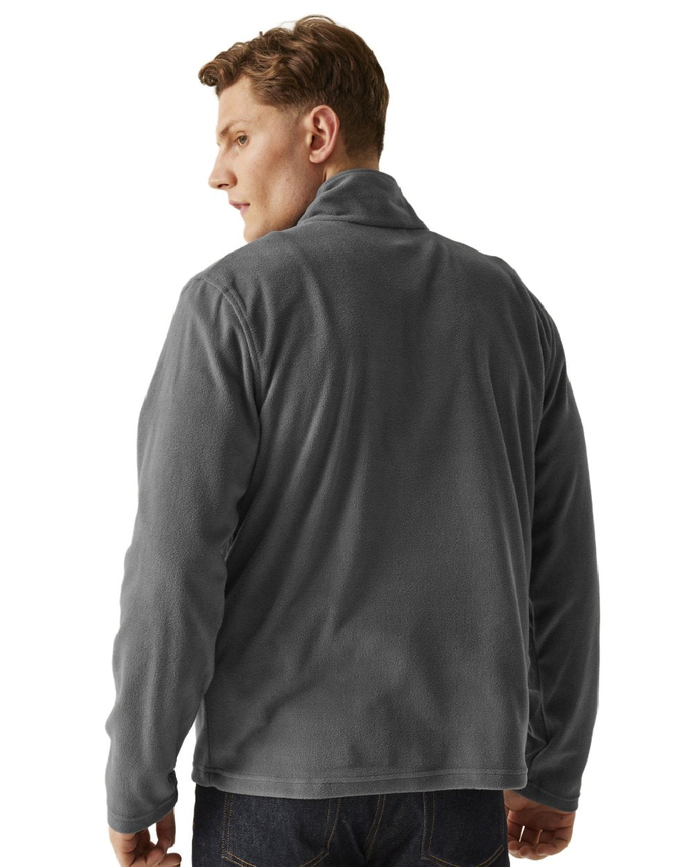 Seal Grey coloured Regatta Mens Micro Zip Neck Fleece on white background 