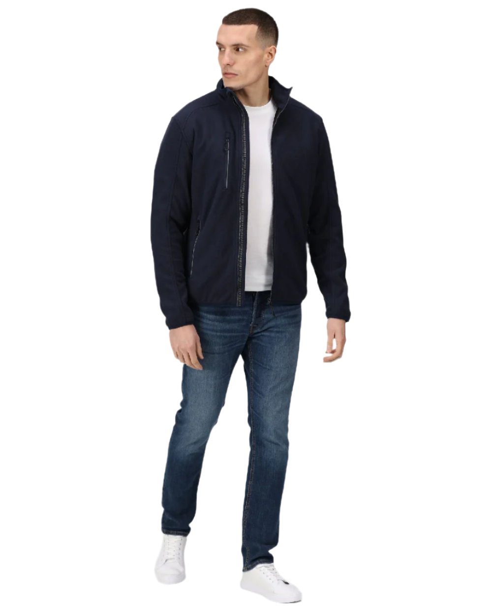 Navy coloured Regatta Omicron III Waterproof Breathable Fleece on white background