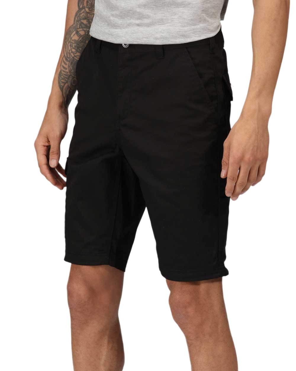 Black coloured Regatta Pro Cargo Shorts on white background 