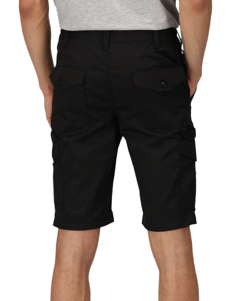 Black coloured Regatta Pro Cargo Shorts on white background 