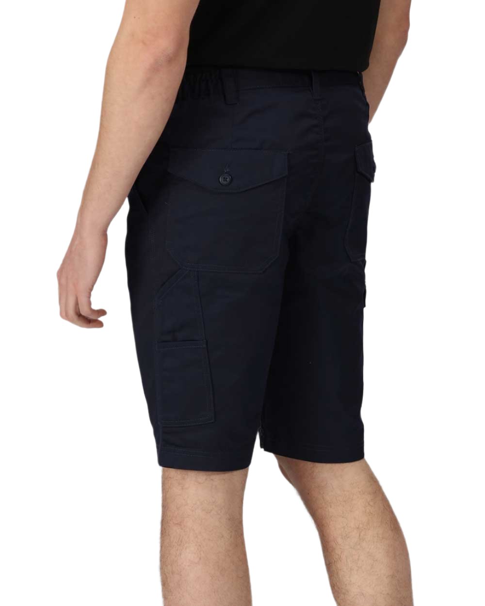 Navy coloured Regatta Pro Cargo Shorts on white background 