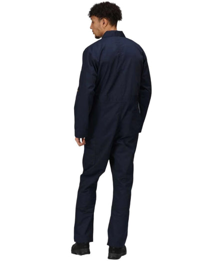 Navy coloured Regatta Pro Stud Fasten Coverall on white background 