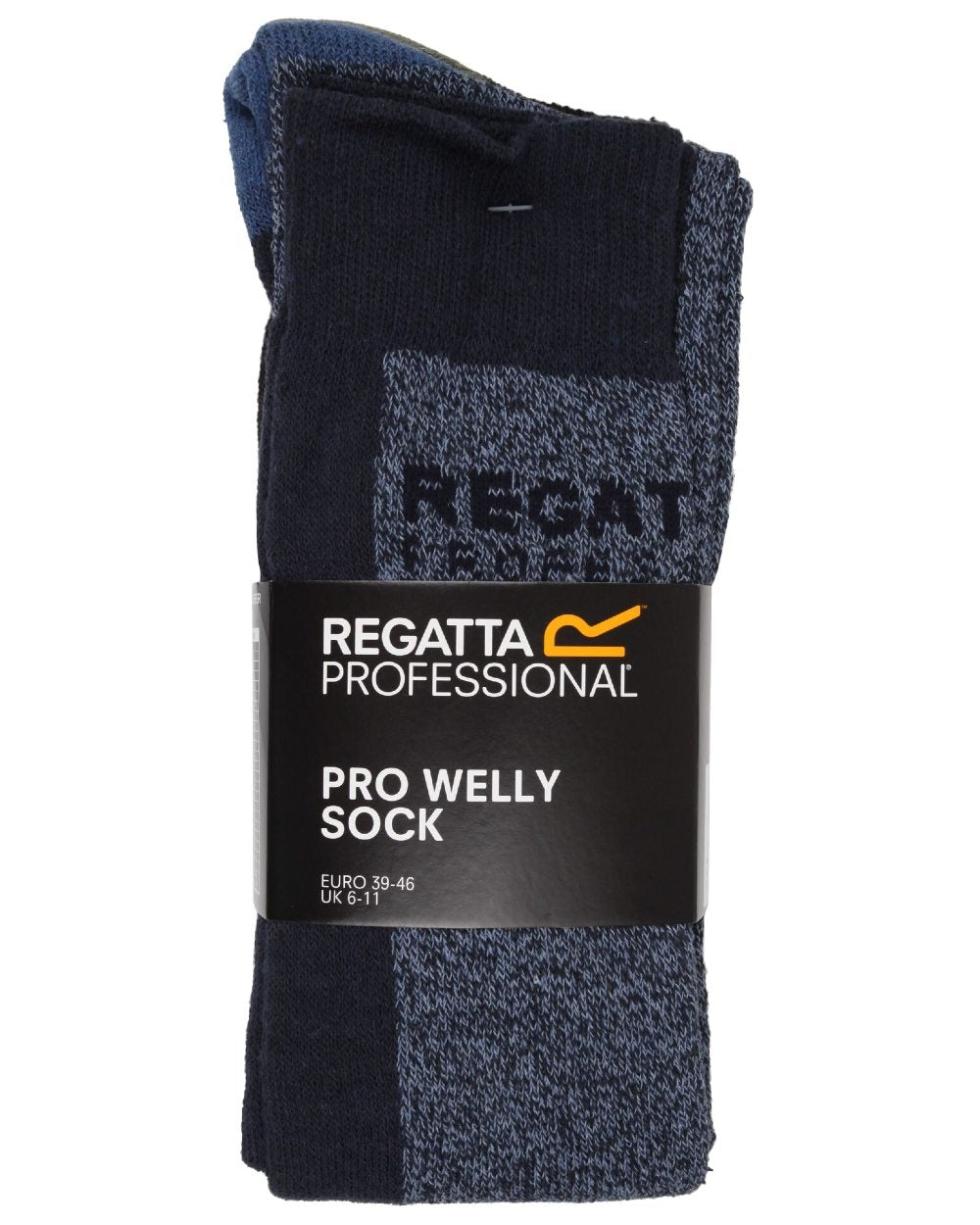 Assorted coloured Regatta Pro Two Pack Welly Socks on white background