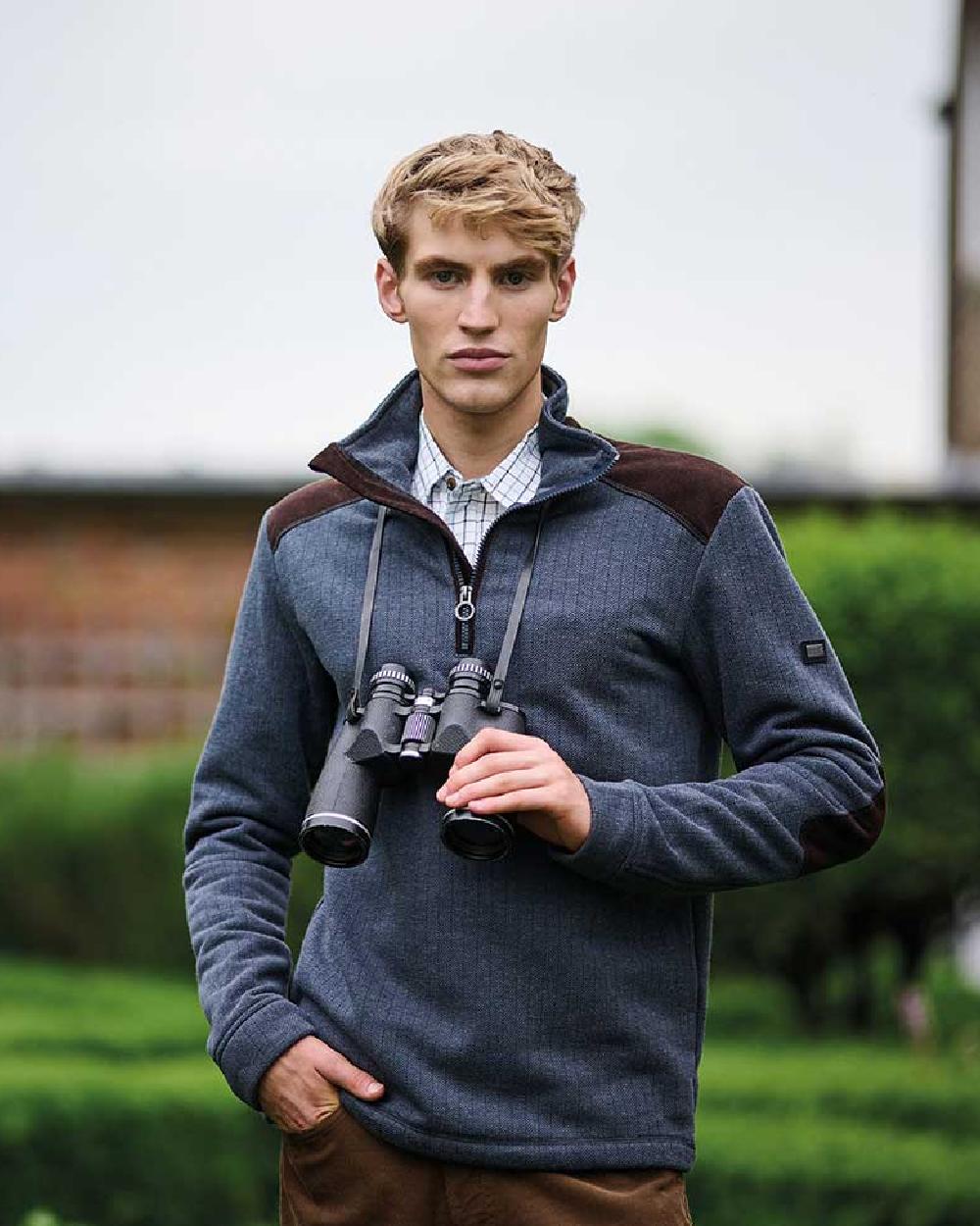 Navy Coloured Regatta Professional Holbeck Half Zip Fleece on outdoor  background 